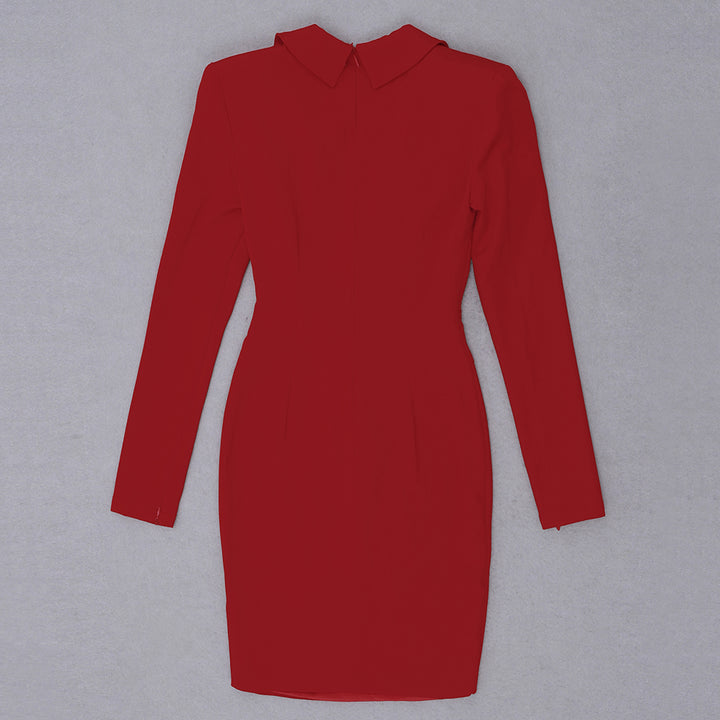 Neck Blazer Dress Slit Sleeves Office Elegant Lady Mini Dress