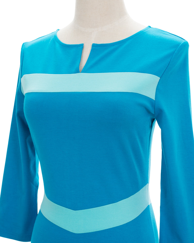 Versatile Blue Color Block Dress - Day to Night Elegance
