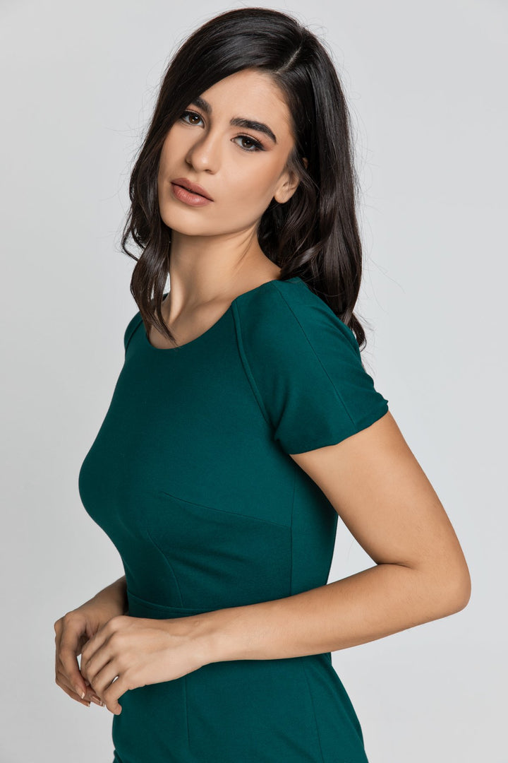 Emerald Fitted Cap Sleeve Dress