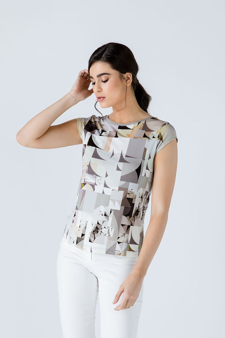 Vibrant Stretch Jersey Print Top