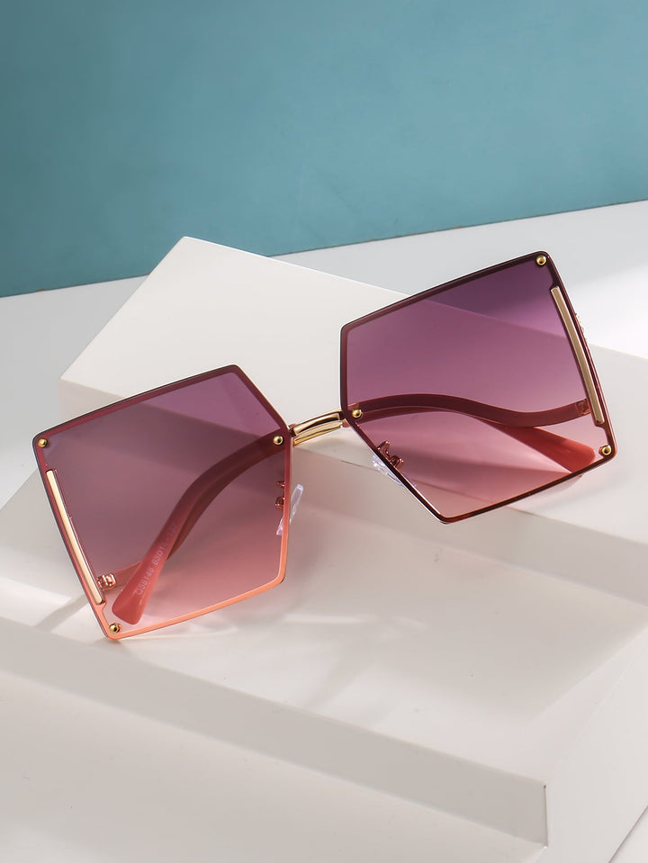 Rhinestone-Embellished Square Frame Sunglasses