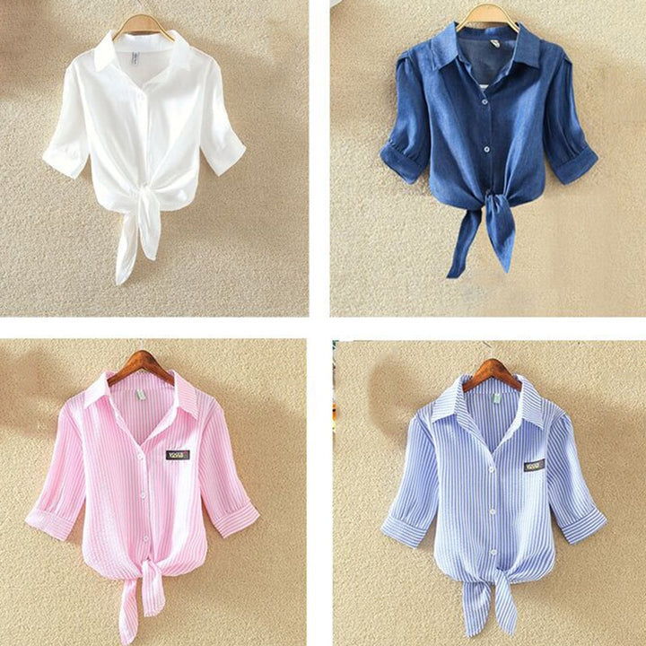 Pure Comfort White Cotton Summer Blouse - Loose Fit, Short Sleeves