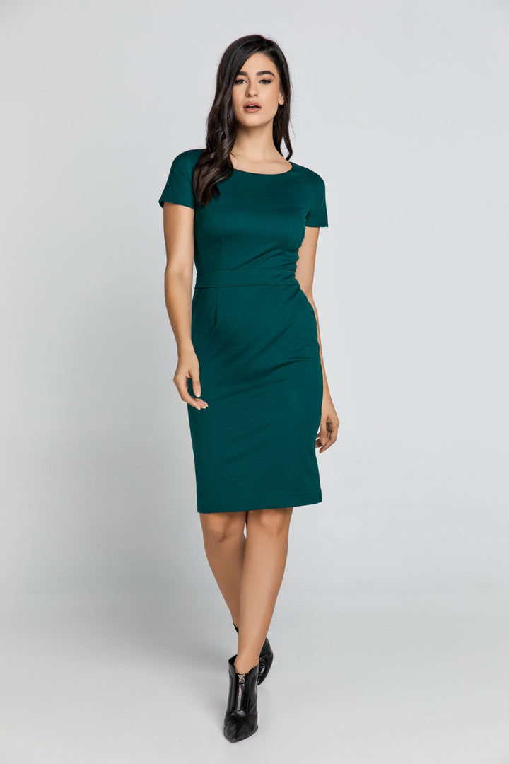 Emerald Fitted Cap Sleeve Dress