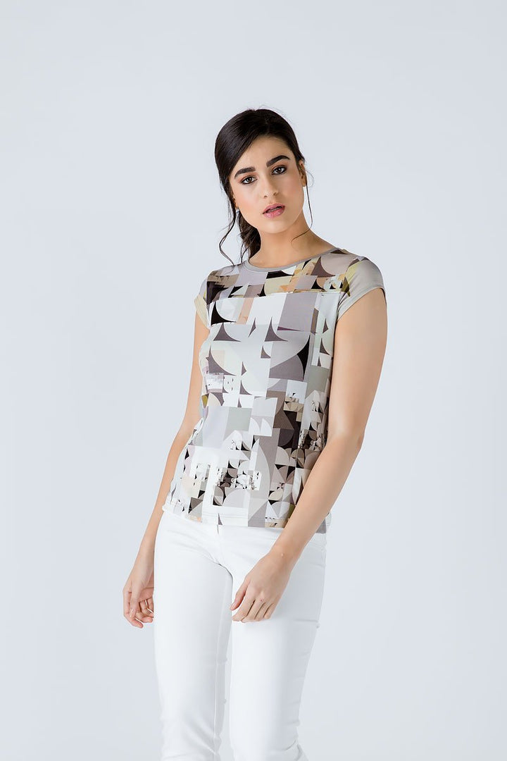 Vibrant Stretch Jersey Print Top