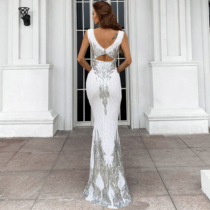Gala Sequin Sleeveless Gown – Dazzling Evening Attire