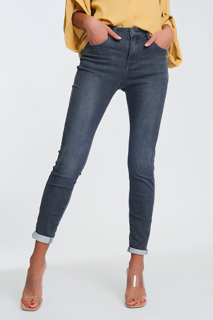Sparkling High-Waisted Skinny Jeans