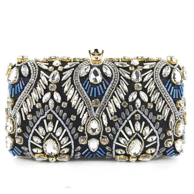 Luxury Beaded Diamond Rhinestone Evening Clutch Handbag