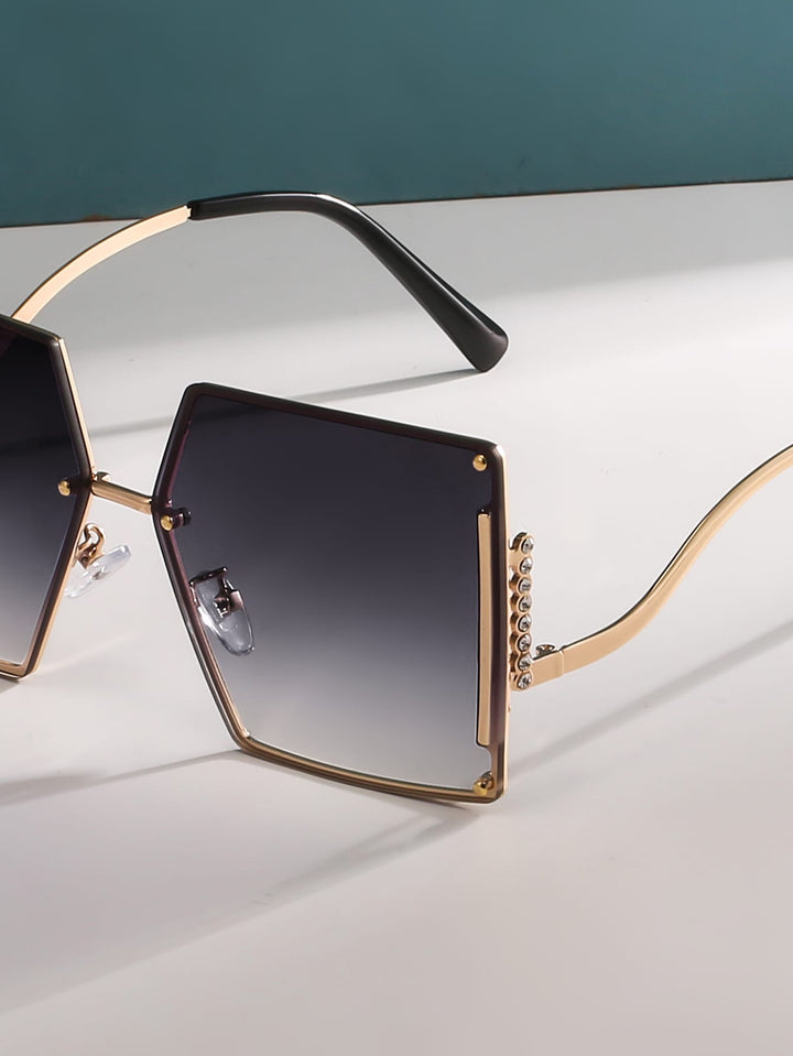 Rhinestone-Embellished Square Frame Sunglasses