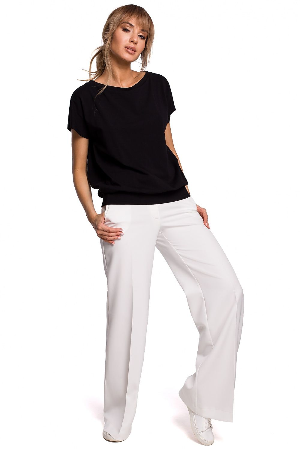 Chic Overlap Back Blouse in Airy Fabric