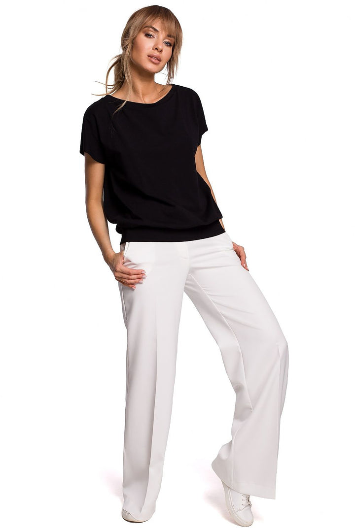 Chic Overlap Back Blouse in Airy Fabric