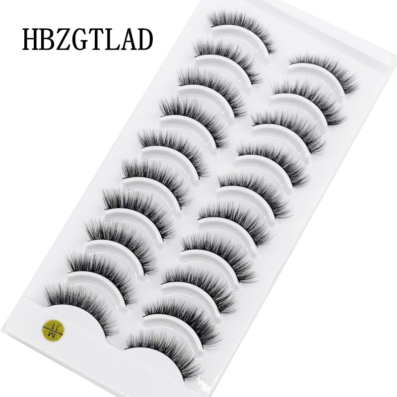 Natural Glam 3D Mink False Eyelashes - Set of 10 Pairs for Stunning Eye Makeup