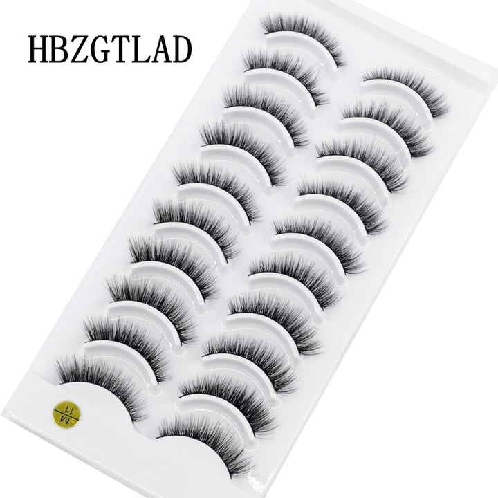 Natural Glam 3D Mink False Eyelashes - Set of 10 Pairs for Stunning Eye Makeup