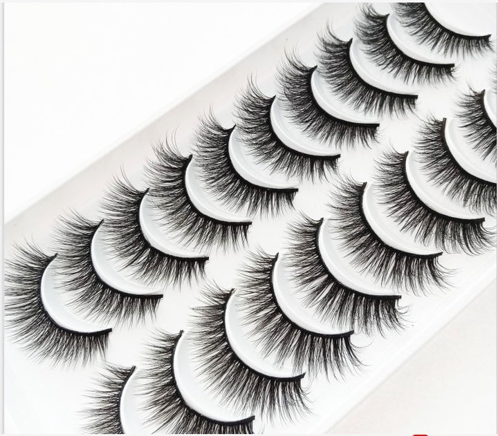 Natural Glam 3D Mink False Eyelashes - Set of 10 Pairs for Stunning Eye Makeup