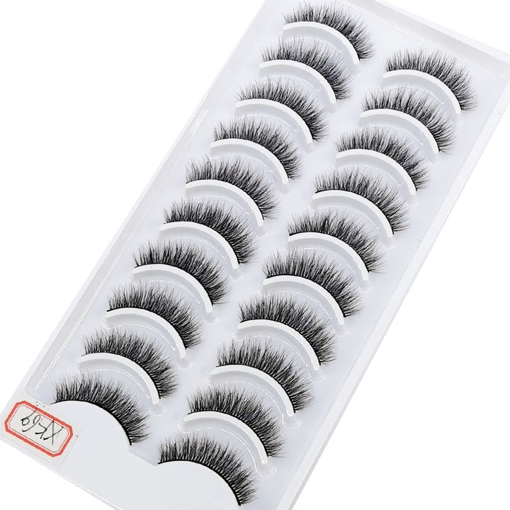 Natural Glam 3D Mink False Eyelashes - Set of 10 Pairs for Stunning Eye Makeup