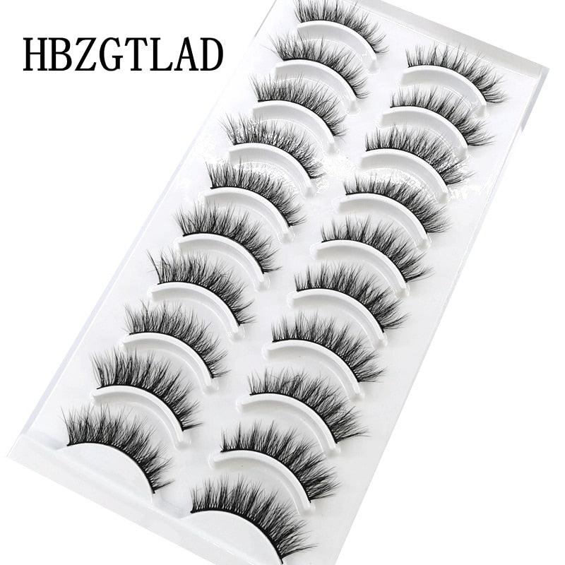 Natural Glam 3D Mink False Eyelashes - Set of 10 Pairs for Stunning Eye Makeup