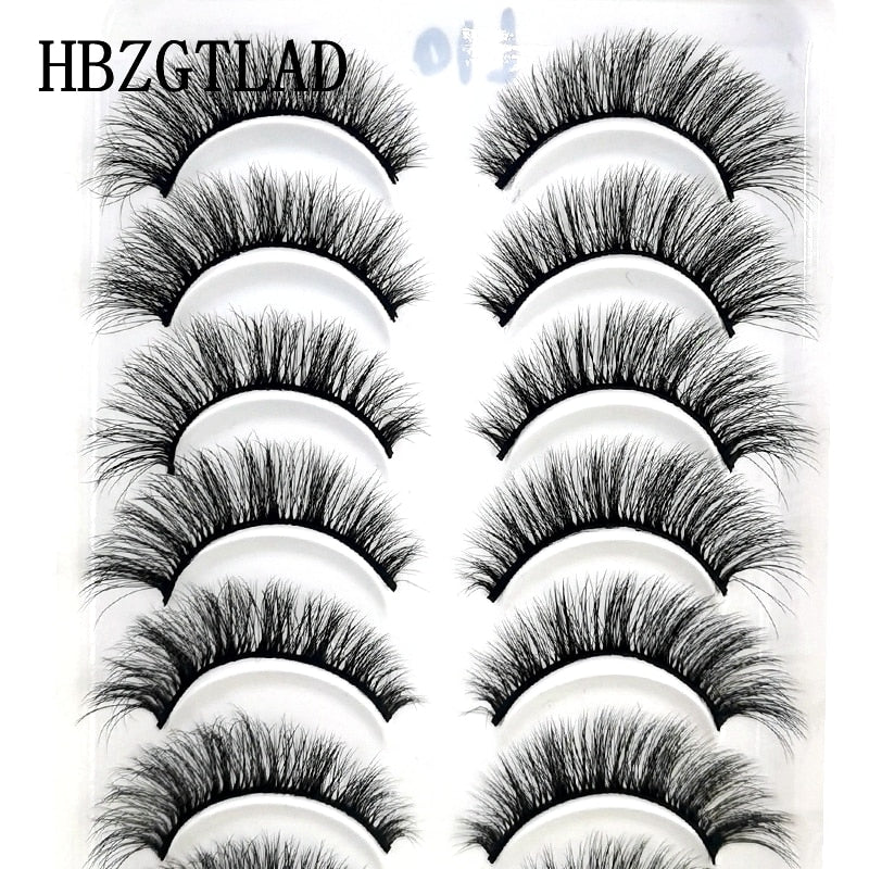 Natural Glam 3D Mink False Eyelashes - Set of 10 Pairs for Stunning Eye Makeup