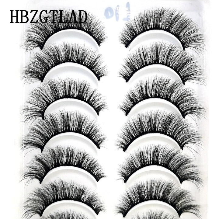 Natural Glam 3D Mink False Eyelashes - Set of 10 Pairs for Stunning Eye Makeup