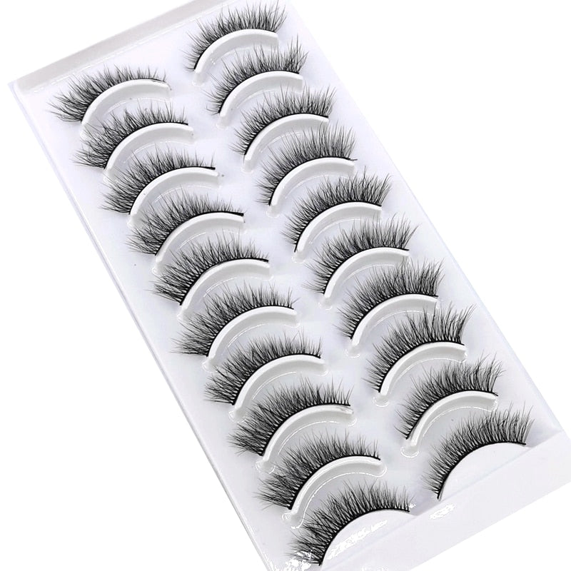 Natural Glam 3D Mink False Eyelashes - Set of 10 Pairs for Stunning Eye Makeup