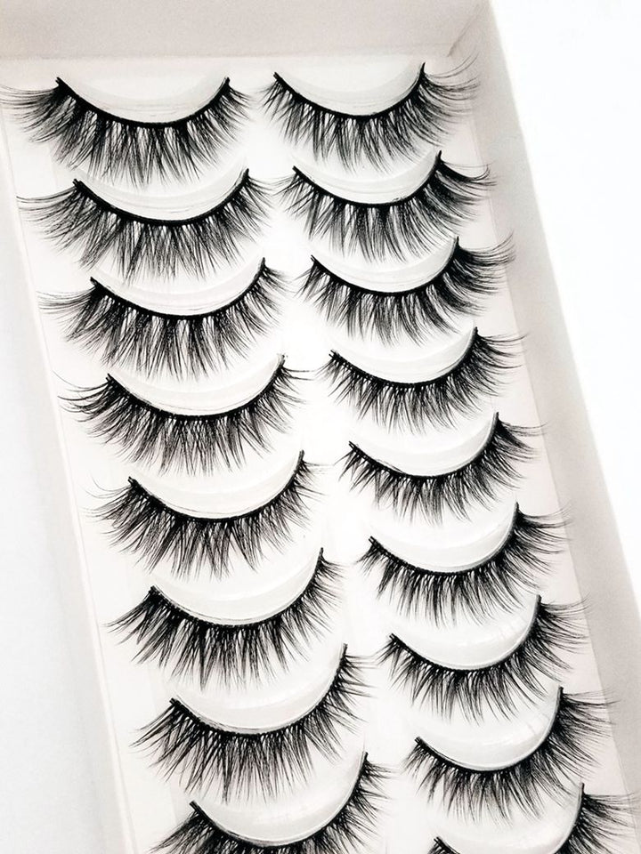Natural Glam 3D Mink False Eyelashes - Set of 10 Pairs for Stunning Eye Makeup