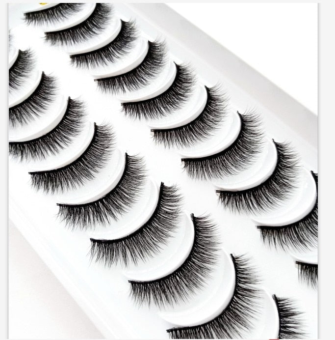 Natural Glam 3D Mink False Eyelashes - Set of 10 Pairs for Stunning Eye Makeup