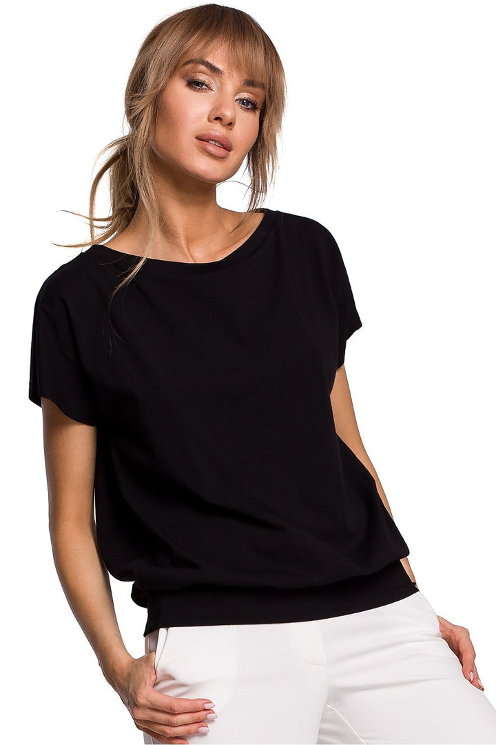 Chic Overlap Back Blouse in Airy Fabric