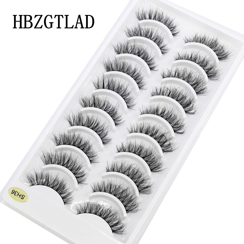 Natural Glam 3D Mink False Eyelashes - Set of 10 Pairs for Stunning Eye Makeup