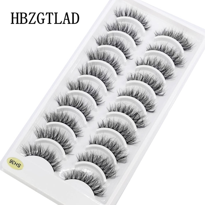Natural Glam 3D Mink False Eyelashes - Set of 10 Pairs for Stunning Eye Makeup