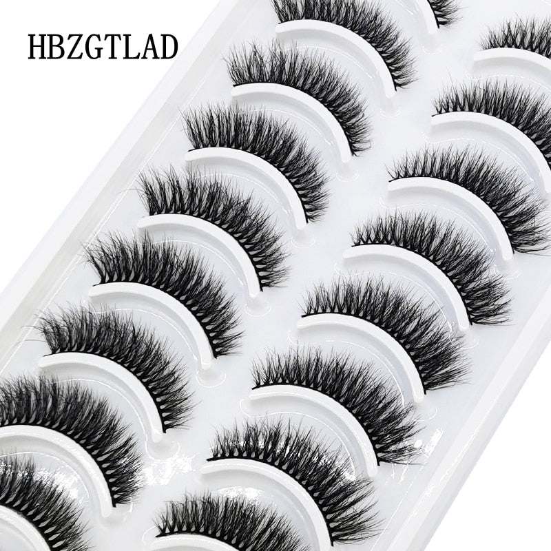 Natural Glam 3D Mink False Eyelashes - Set of 10 Pairs for Stunning Eye Makeup