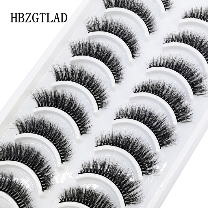 Natural Glam 3D Mink False Eyelashes - Set of 10 Pairs for Stunning Eye Makeup