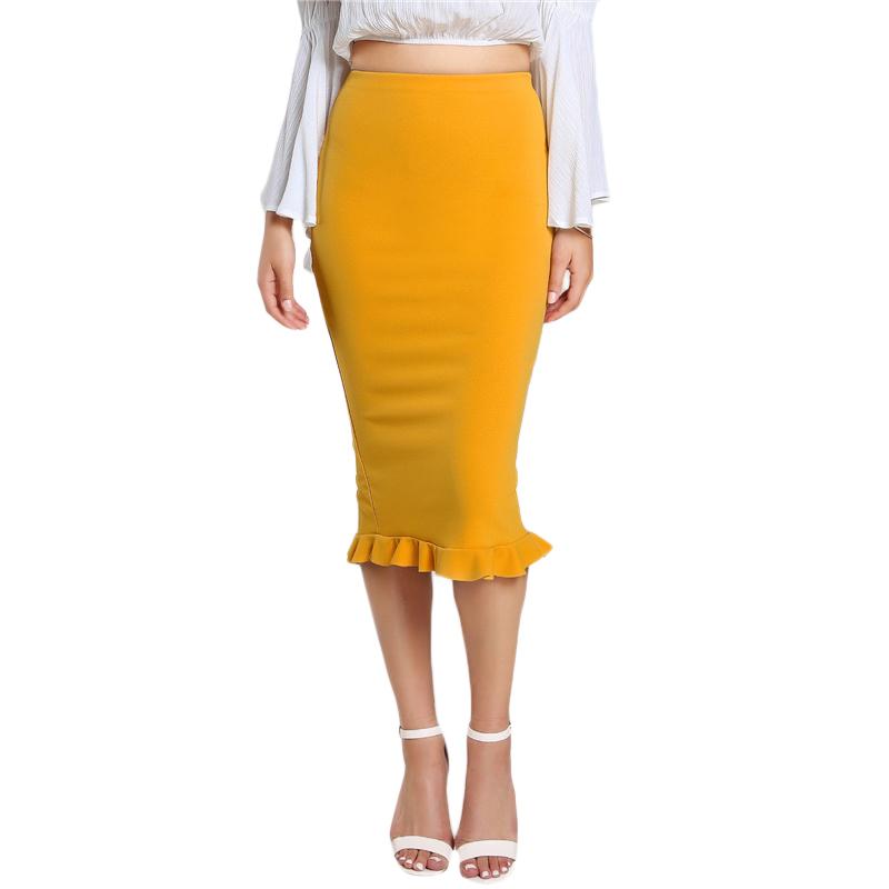 Split Ruffle Pencil Skirt