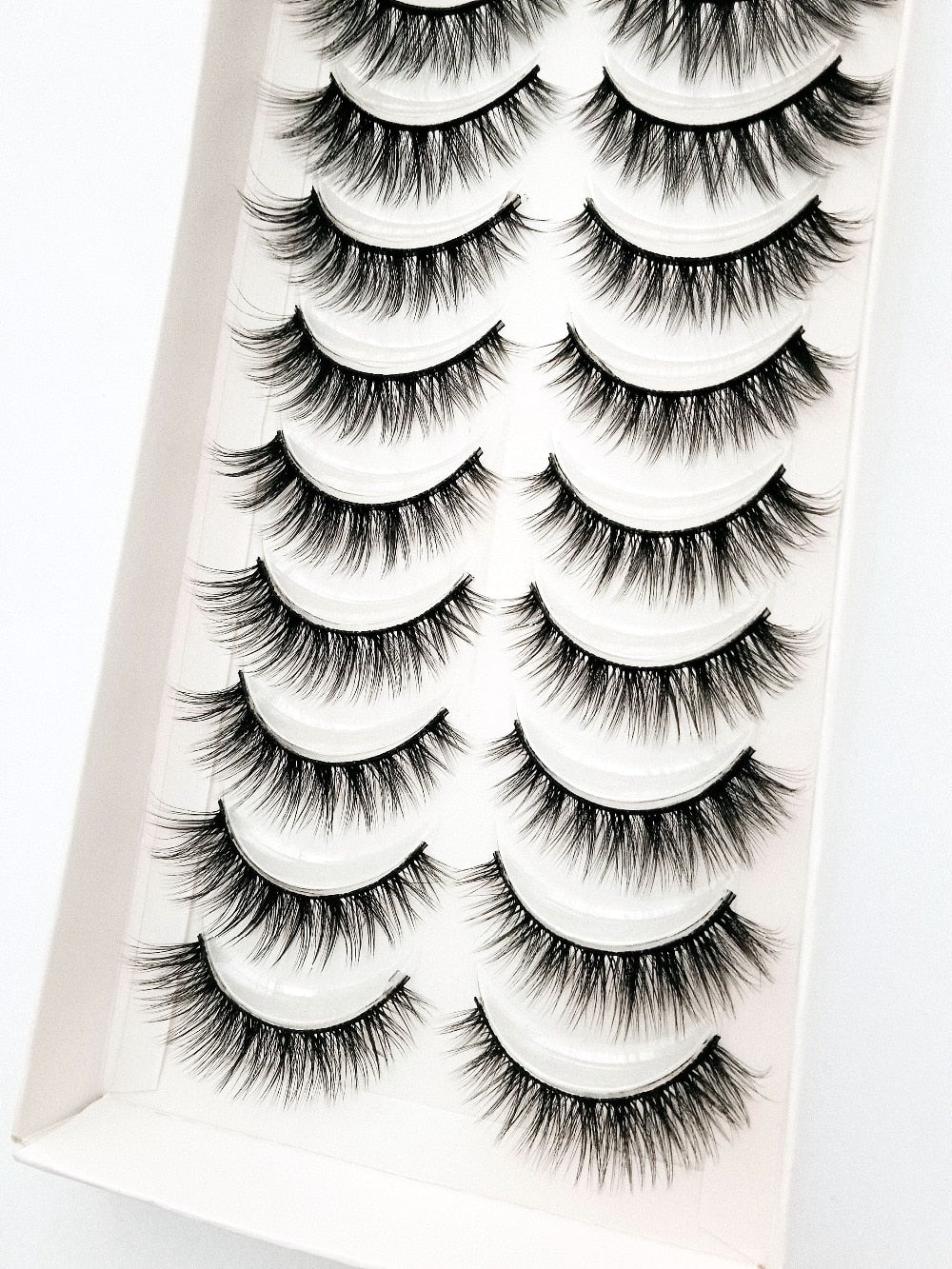 Natural Glam 3D Mink False Eyelashes - Set of 10 Pairs for Stunning Eye Makeup