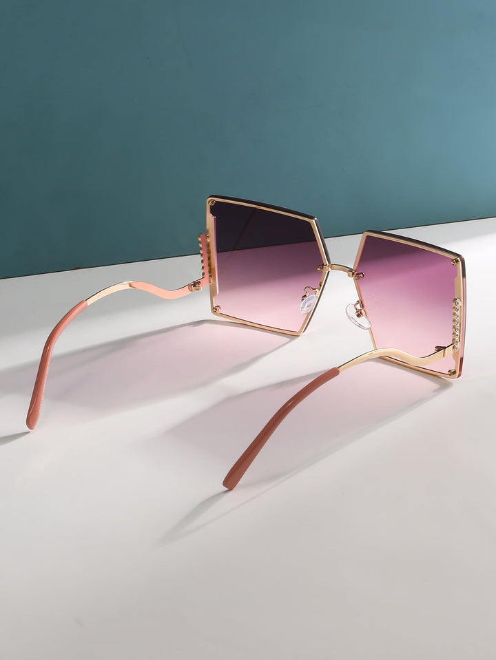 Rhinestone-Embellished Square Frame Sunglasses