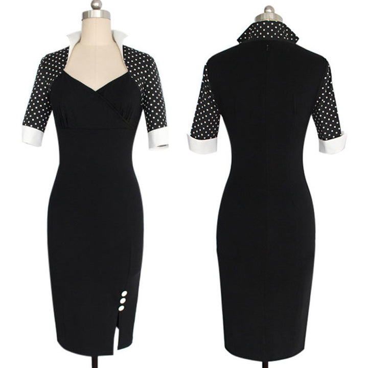 Black Bodycon Polka Dot Dress