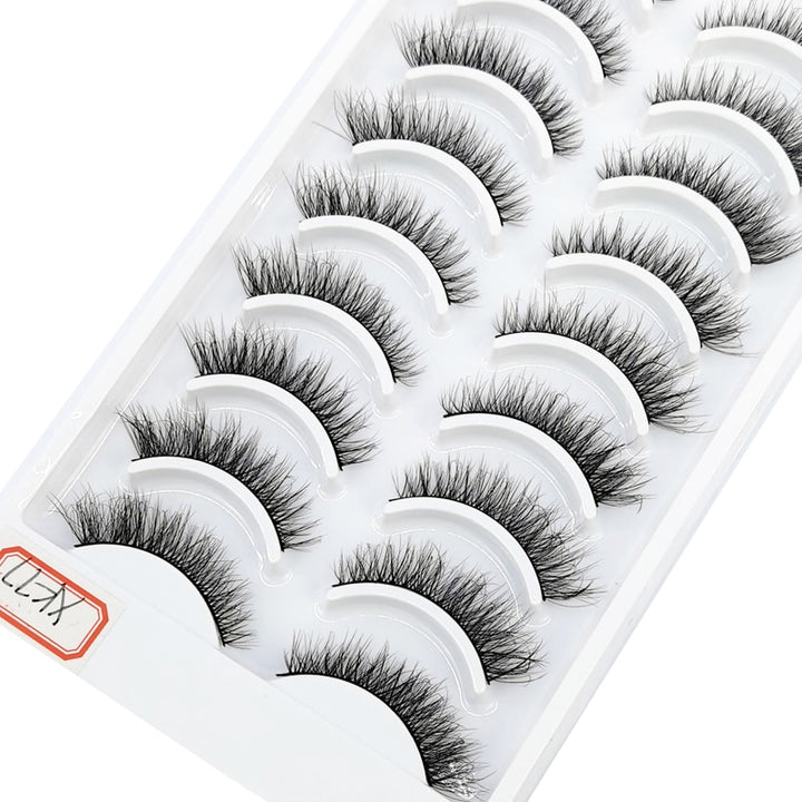 Natural Glam 3D Mink False Eyelashes - Set of 10 Pairs for Stunning Eye Makeup