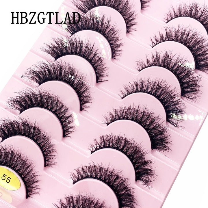 Natural Glam 3D Mink False Eyelashes - Set of 10 Pairs for Stunning Eye Makeup