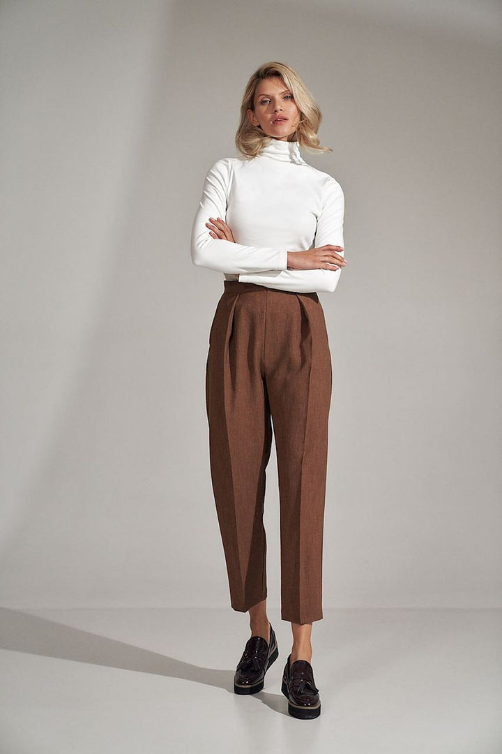 Classic Ecru Turtleneck Blouse with Long Sleeves