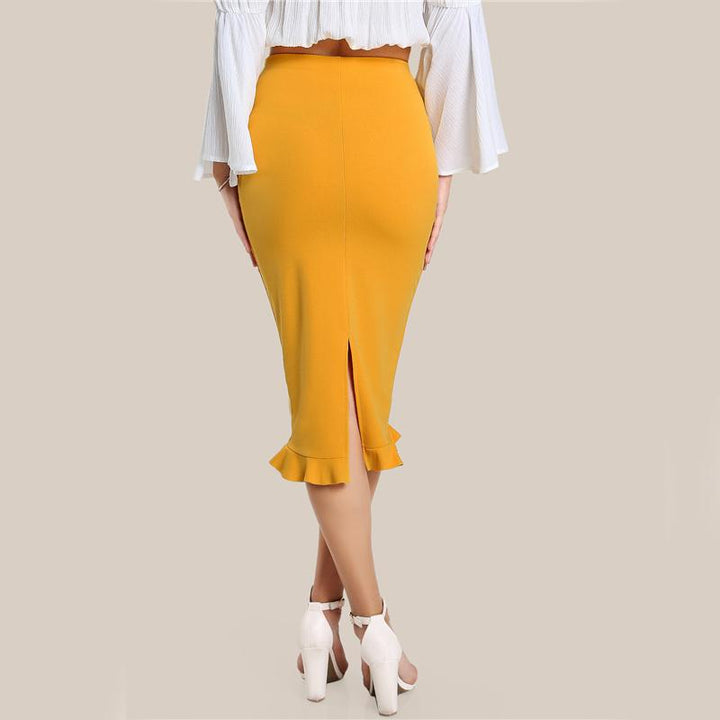 Split Ruffle Pencil Skirt