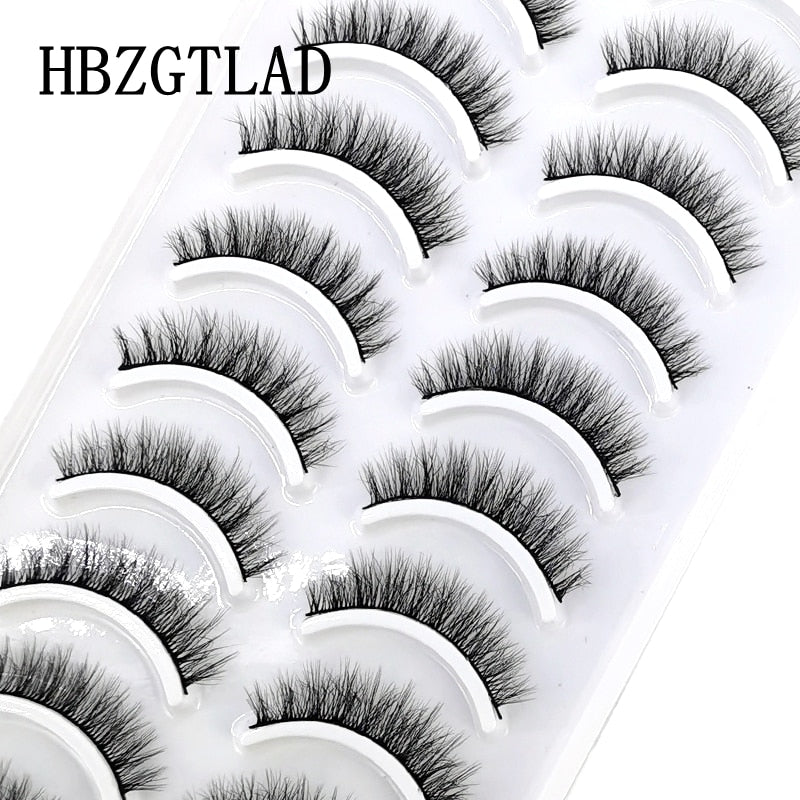 Natural Glam 3D Mink False Eyelashes - Set of 10 Pairs for Stunning Eye Makeup