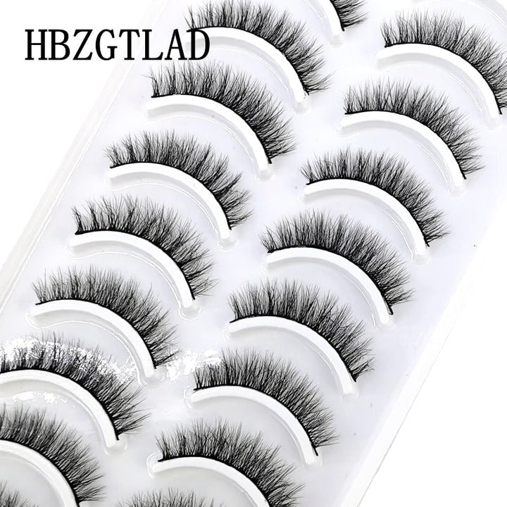 Natural Glam 3D Mink False Eyelashes - Set of 10 Pairs for Stunning Eye Makeup