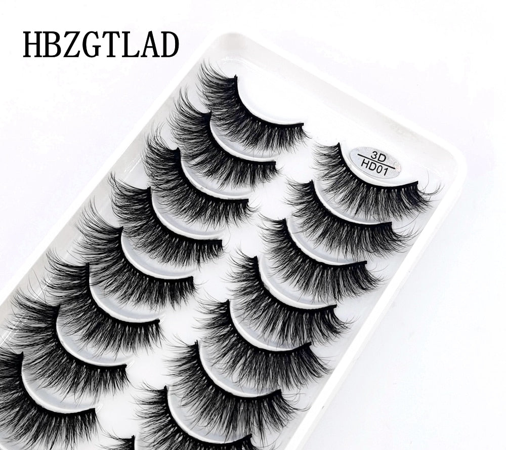 Natural Glam 3D Mink False Eyelashes - Set of 10 Pairs for Stunning Eye Makeup