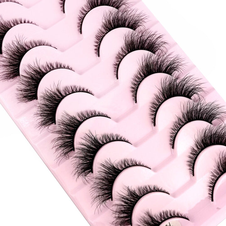Natural Glam 3D Mink False Eyelashes - Set of 10 Pairs for Stunning Eye Makeup