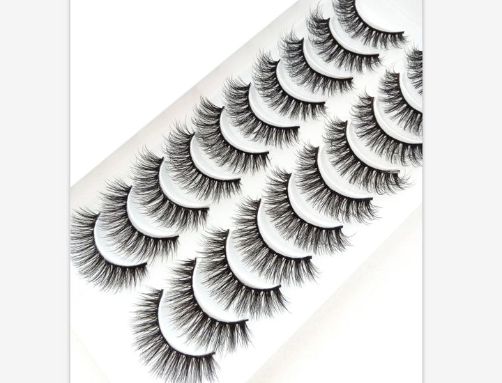 Natural Glam 3D Mink False Eyelashes - Set of 10 Pairs for Stunning Eye Makeup
