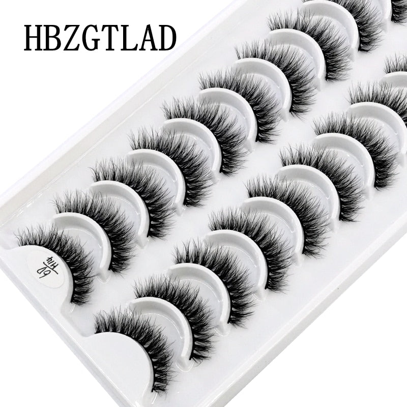 Natural Glam 3D Mink False Eyelashes - Set of 10 Pairs for Stunning Eye Makeup