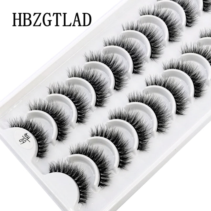 Natural Glam 3D Mink False Eyelashes - Set of 10 Pairs for Stunning Eye Makeup
