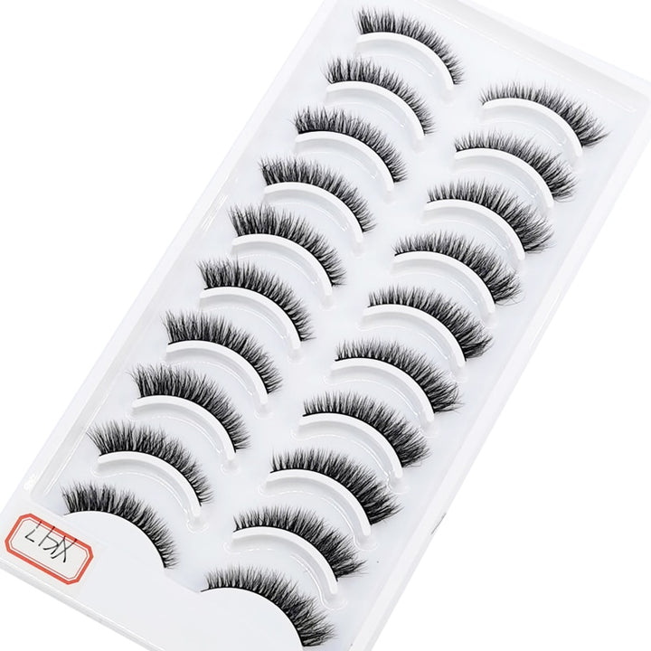Natural Glam 3D Mink False Eyelashes - Set of 10 Pairs for Stunning Eye Makeup