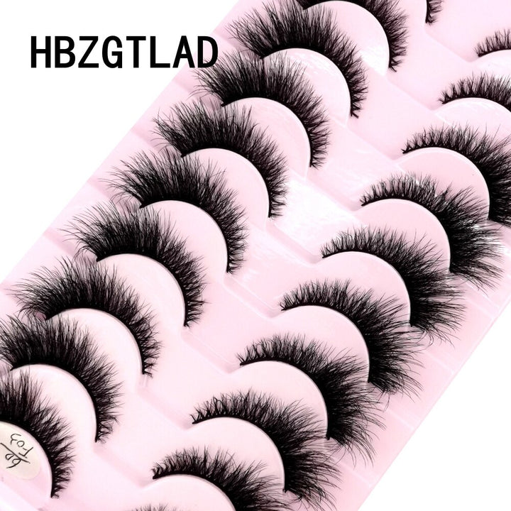 Natural Glam 3D Mink False Eyelashes - Set of 10 Pairs for Stunning Eye Makeup