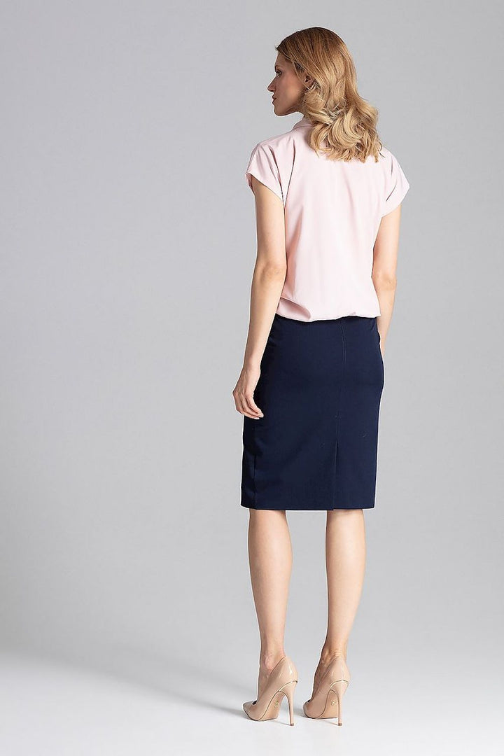 Loose-fit Envelope Neckline Blouse with Dropped Sleeves