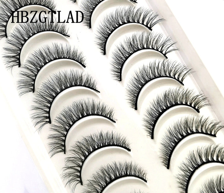 Natural Glam 3D Mink False Eyelashes - Set of 10 Pairs for Stunning Eye Makeup