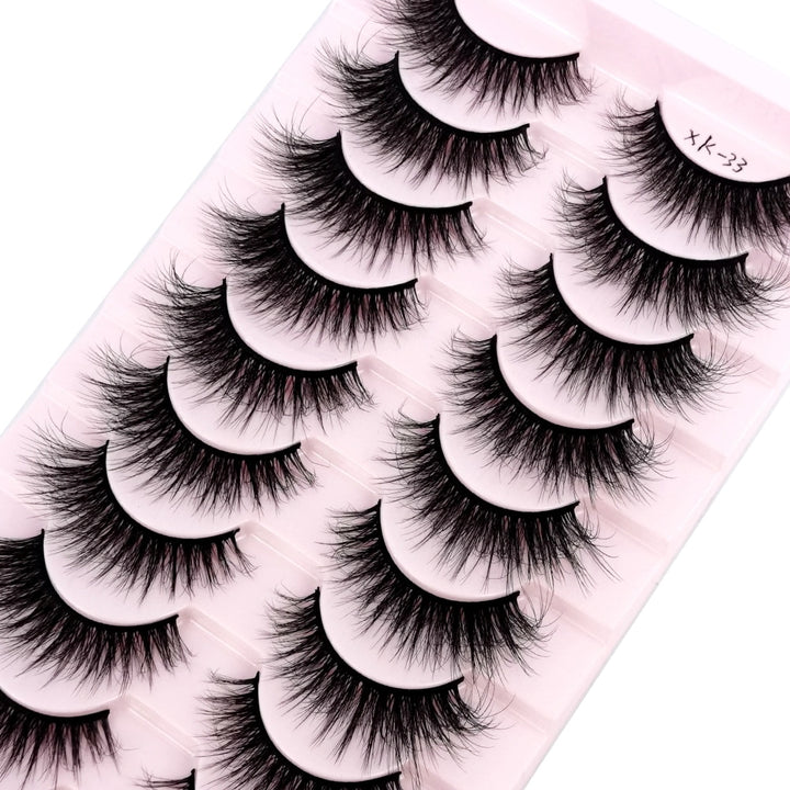 Natural Glam 3D Mink False Eyelashes - Set of 10 Pairs for Stunning Eye Makeup