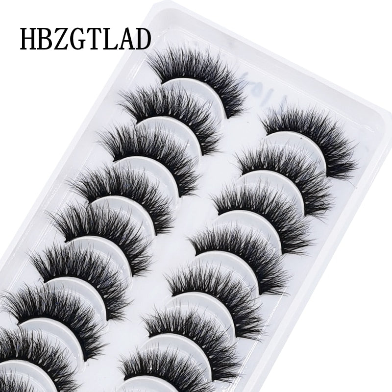 Natural Glam 3D Mink False Eyelashes - Set of 10 Pairs for Stunning Eye Makeup